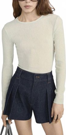 Frame Denim The Textured Crew Sweater In Soft Lime