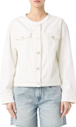 Blank NYC Collarless White Denim Trucker Jacket in Head In The Clouds at Nordstrom, Size X-Small