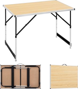 Woltu Woltu Tavolo Pieghevole Portatile Da Campeggio Giardino In Alluminio Legno 100cm Quercia