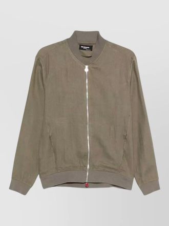 Kiton linen jacket ribbed trims side pockets