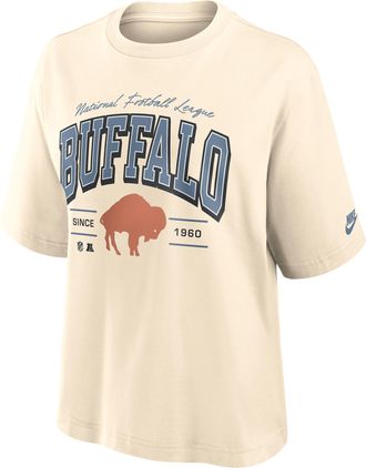 Nike Buffalo Bills Vintage Mod Boxy Nike Womens NFL T-Shirt in White | 01CM15A81V-U9E
