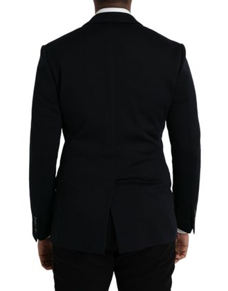 Dolce & Gabbana Mens Black Wool Notch Single Breasted Coat Blazer Virgin Nylon Clothing