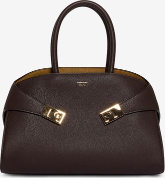 Ferragamo Handgefertigte Ledertasche mit genarbter Oberfläche Hug