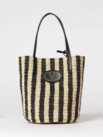 Valentino Garavani Borsa Valentino Garavani in rafia a righe e pelle