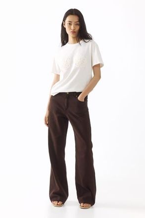 H&M Straight-leg twill pants in Dark Brown at Nordstrom, Size 12
