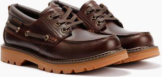 CAT Mens Caterpillar Colorado Boat Lo Leather Mens British Tan Lace-Up Shoes - Brown - Size: 11