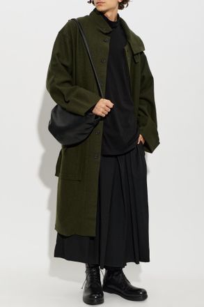 Yohji Yamamoto Coat With Stand-up Collar, Mens, Green