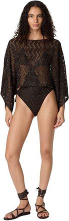 Missoni Zigzag Mesh Top With Sequins And Wide Sleeves in Brown at Nordstrom, Size 38 It