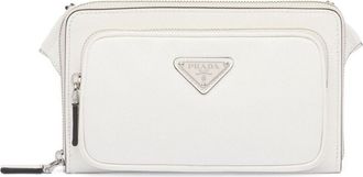 Prada logo-plaque leather messenger bag - men - Saffiano Leather/Calf Leather - OS - White