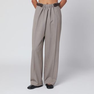 Loewe Beige mélange wool and silk trousers with belt