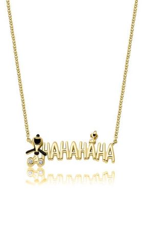 Crislu x Peanuts HA HA HA Snoopy & Woodstock Pendant Necklace in 18Kt Yellow Gold/clear Stone at Nordstrom, Size 16