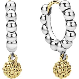 Lagos Two-Tone Caviar Beaded Huggie Hoop Earrings in Silver at Nordstrom