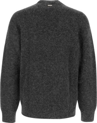 Ferragamo Mens Charcoal Stretch Alpaca Blend Sweater Maglieria