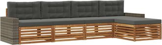 vidaXL Conjunto De Sof&aacute;s De Exterior 5 Uds. Natural Y Antracita Vidaxl