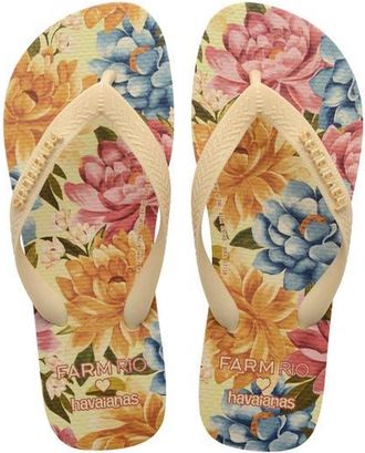Havaianas x FARM Rio Rebecca Flip Flop in Buttercream at Nordstrom, Size 5