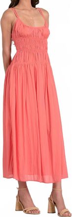 Elan Vita Ruched Maxi Dress In Coral