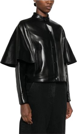 Twinset Faux-Leren Cape Jas - Dames - Zomerjassen - Zwart - M - Leer - Jassen