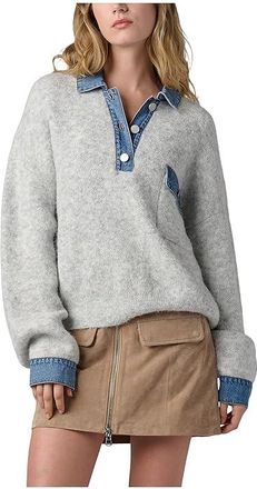 Blank NYC Rain Or Shine Sweater Womens Clothing Grey/Blue : SM, Acrylic/Denim/Nylon