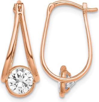 Diamond2Deal 10K Gold Polished Round Cubic Zirconia Hoop Earrings