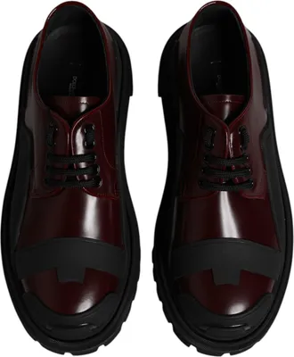 Dolce & Gabbana Mens Red Leather Lace Up Trekking Dress Shoes Calf
