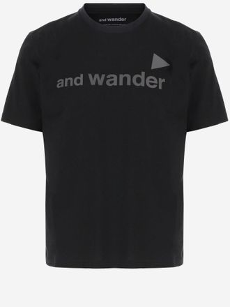 And Wander Baumwoll-T-Shirt mit Logo-Schriftzug
