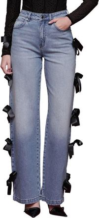 Avec Les Filles Bow Detail High Waist Jeans in Hazel Wash at Nordstrom, Size 24