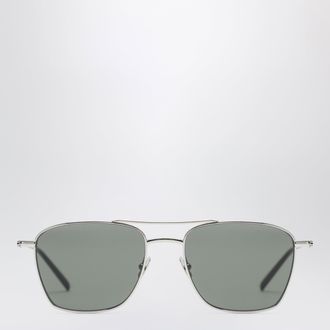 Saint Laurent Silver rectangular metal sunglasses