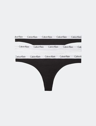 Calvin Klein Womens Carousel Logo Cotton 3-Pack Thong - Multi - XS