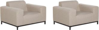 Beliani Conjunto De 2 Sillones De Poli&eacute;ster Beige Arena Negro Patas Metal Rovigo