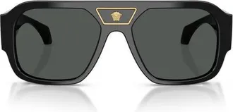 Versace 56mm Square Sunglasses in Black /Dark Grey at Nordstrom