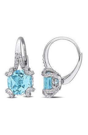 Delmar Cushion Cut Semiprecious Stone Lever-Back Earrings in Blue at Nordstrom Rack