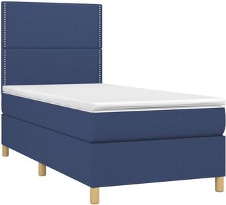vidaXL Vidaxl - Cama Box Spring Colch&oacute;n Y Luces Led Tela Azul 100x200 Cm