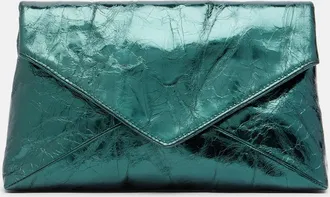 Dries Van Noten Clutch Medium de piel metalizada