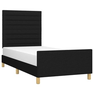 vidaXL Estructura De Cama Sin Colch&oacute;n Tela Negro 90x200 Cm Vidaxl