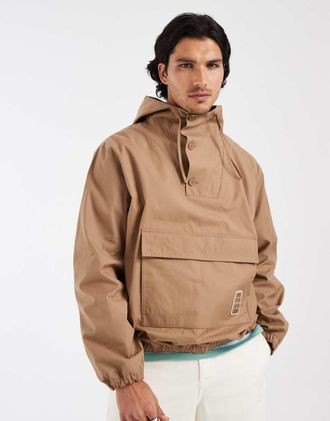 Lacoste Giacca sportiva con cappuccio e coulisse marrone con logo
