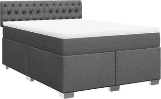 vidaXL Vidaxl - Cama Box Spring Con Colch&oacute;n Tela Gris Oscuro 160x200 Cm
