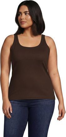 Lands End Plus Size Micro Rib Go-To Layering Tank in Rich Coffee at Nordstrom, Size 2X
