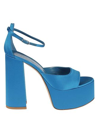 Lella Baldi Womens Blue Satin Platform Sandals