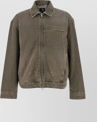 Represent distressed denim jacket chest pocket