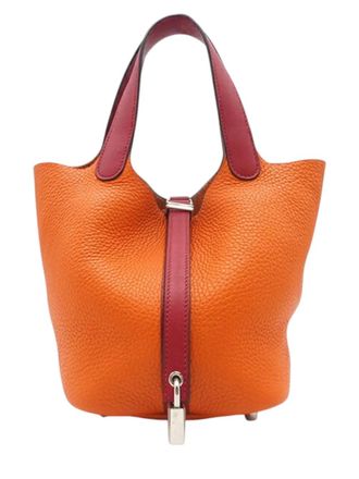 Herm&egrave;s 2016 Bicolor Clemence and Swift Picotin Lock 18 handbag - Orange