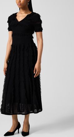 Max Mara Womens Textured knit and fringes maxi dress