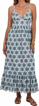 Sundress Louve Long Maxi Dress In Green Eyelet