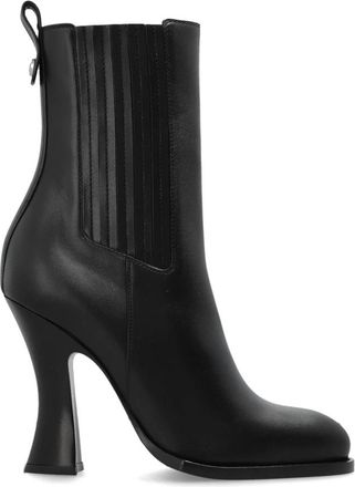 Burberry Pillar Heeled Enkellaarsjes - Dames - Laarzen met Hak - Zwart - 37 EU - Leer - Schoenen