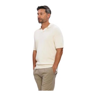 Profuomo Heren Polos T-shirts Polo Open Collar Rib - Heren - Tops - Beige - Maat: 2XL