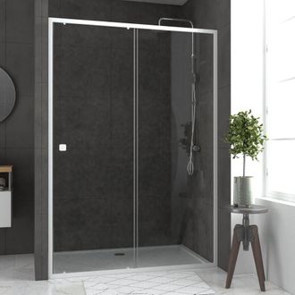 Aurlane Puerta De Ducha Corredera Blanca 140x190 Cm + Plato 90x140 - Whity Slide