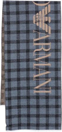 Emporio Armani Sjaal met Ruitmotief en Logo - Heren - Wintersjaals - Veelkleurig - ONE Size - Wol - Accessoires