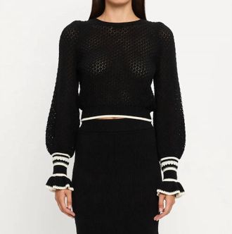 Kivari Rafaela Knit Top In Black Cream