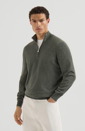 Brunello Cucinelli Cashmere sweater with half zip in Grey at Nordstrom, Size 44 It