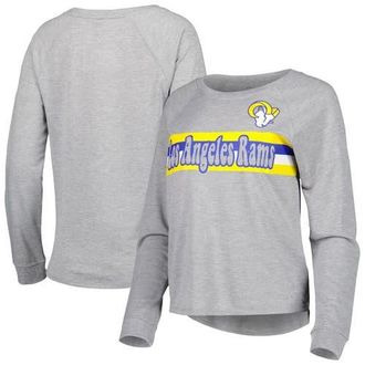 Outerstuff Juniors Heathered Gray Los Angeles Rams All Striped Up Raglan Long Sleeve T-Shirt in Heather Gray at Nordstrom, Size X-Large