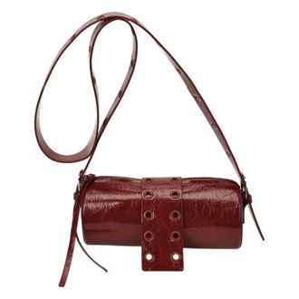 Generic Cymwer Women PU Leather Shoulder Bag Vintage Cylinder Bag Handbag for Daily Use (Red)